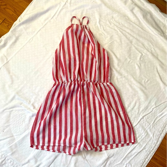 Red-Stripped Short Romper - Picture 1 of 4